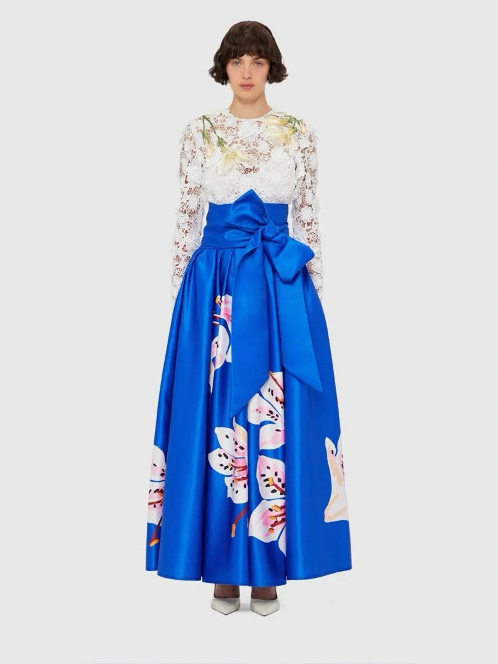 Leo Lin Valerie Maxi Skirt lily print cobalt blue - Picture 2 of 8